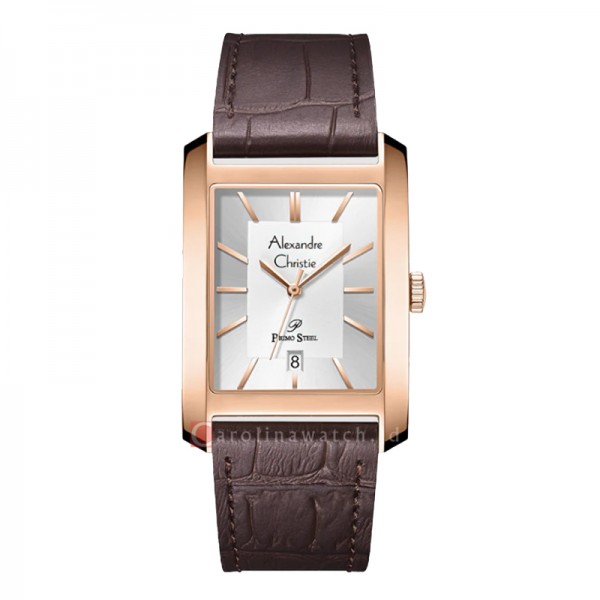 Alexandre Christie AC 1019 Rosegold White Brown Leather Man MDLRGSL